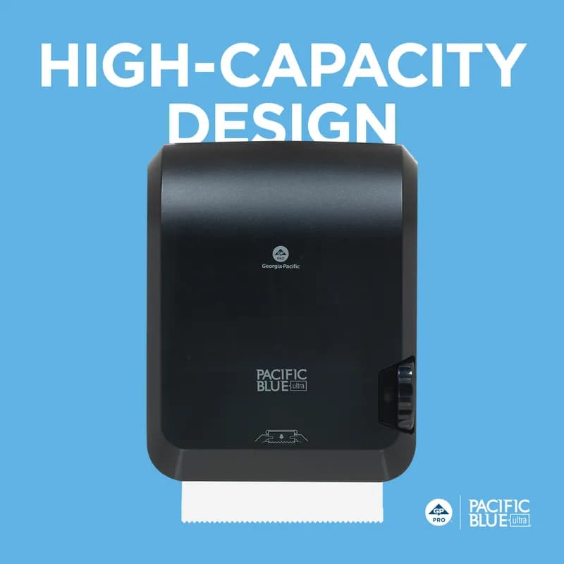 Pacific Blue Ultra™ Paper Towel Dispenser 9X12.9X16 IN Wall Mount Black 1-Roll Mechanical High Capacity 8IN Roll 1/Each