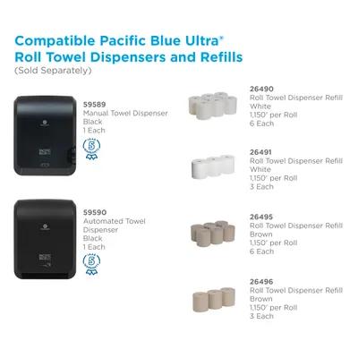 Pacific Blue Ultra™ Paper Towel Dispenser 9X12.9X16 IN Wall Mount Black 1-Roll Mechanical High Capacity 8IN Roll 1/Each