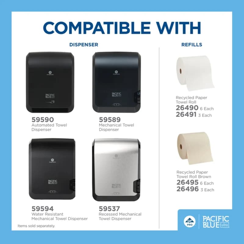 Pacific Blue Ultra™ Paper Towel Dispenser 9X12.9X16 IN Wall Mount Black 1-Roll Mechanical High Capacity 8IN Roll 1/Each