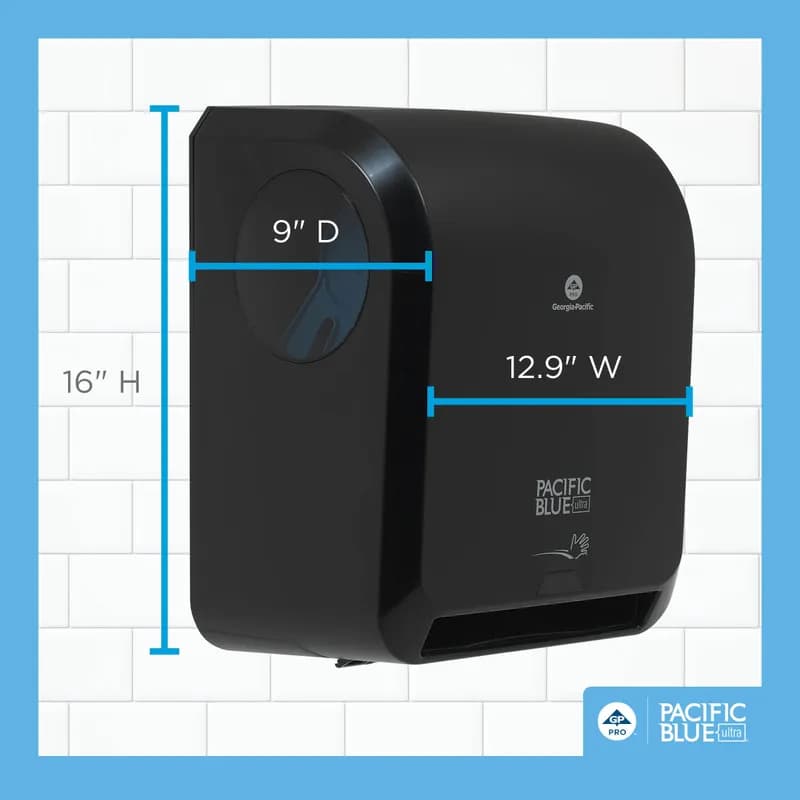 Pacific Blue Ultra™ Paper Towel Dispenser 9X12.9X16 IN Wall Mount Black 1-Roll Touchless High Capacity Automatic 1/Each