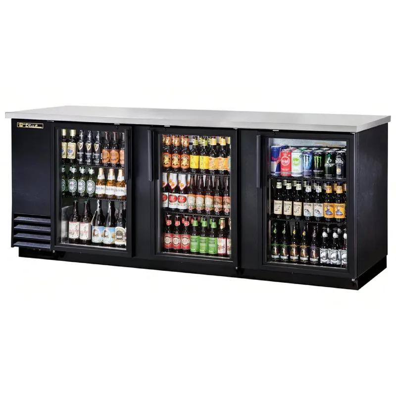 Back Bar Refrigerator 90 IN Glass 3 Door 1/Each