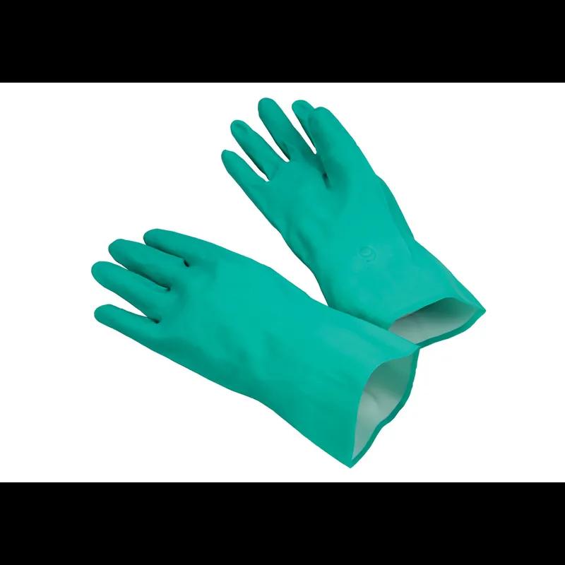 Gloves Sizes 7-11 13 IN Green 15MIL Nitrile Flock Lined Unsupported Diamond Grip 12/Pack