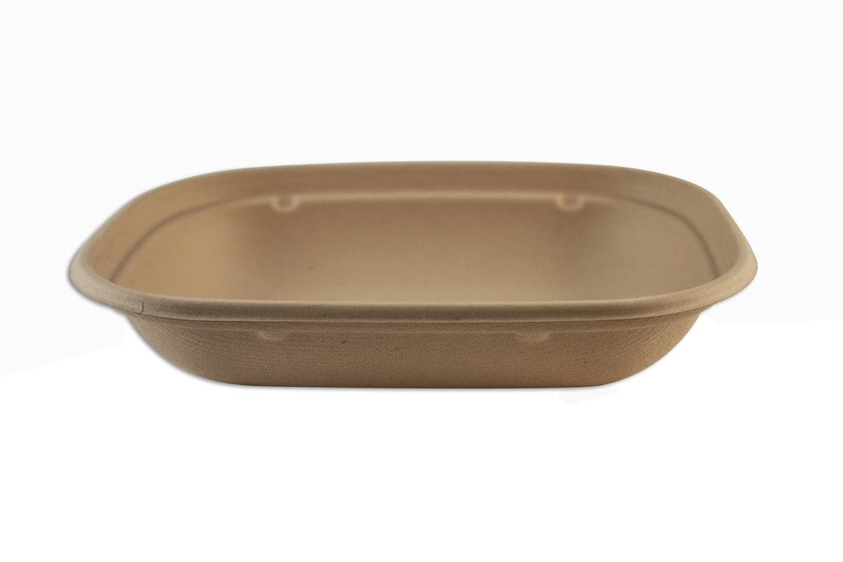 Take-Out Container Base 20 OZ 8.7X6.7X1.7 IN Pulp Fiber Kraft Rectangle Laminated 400/Case