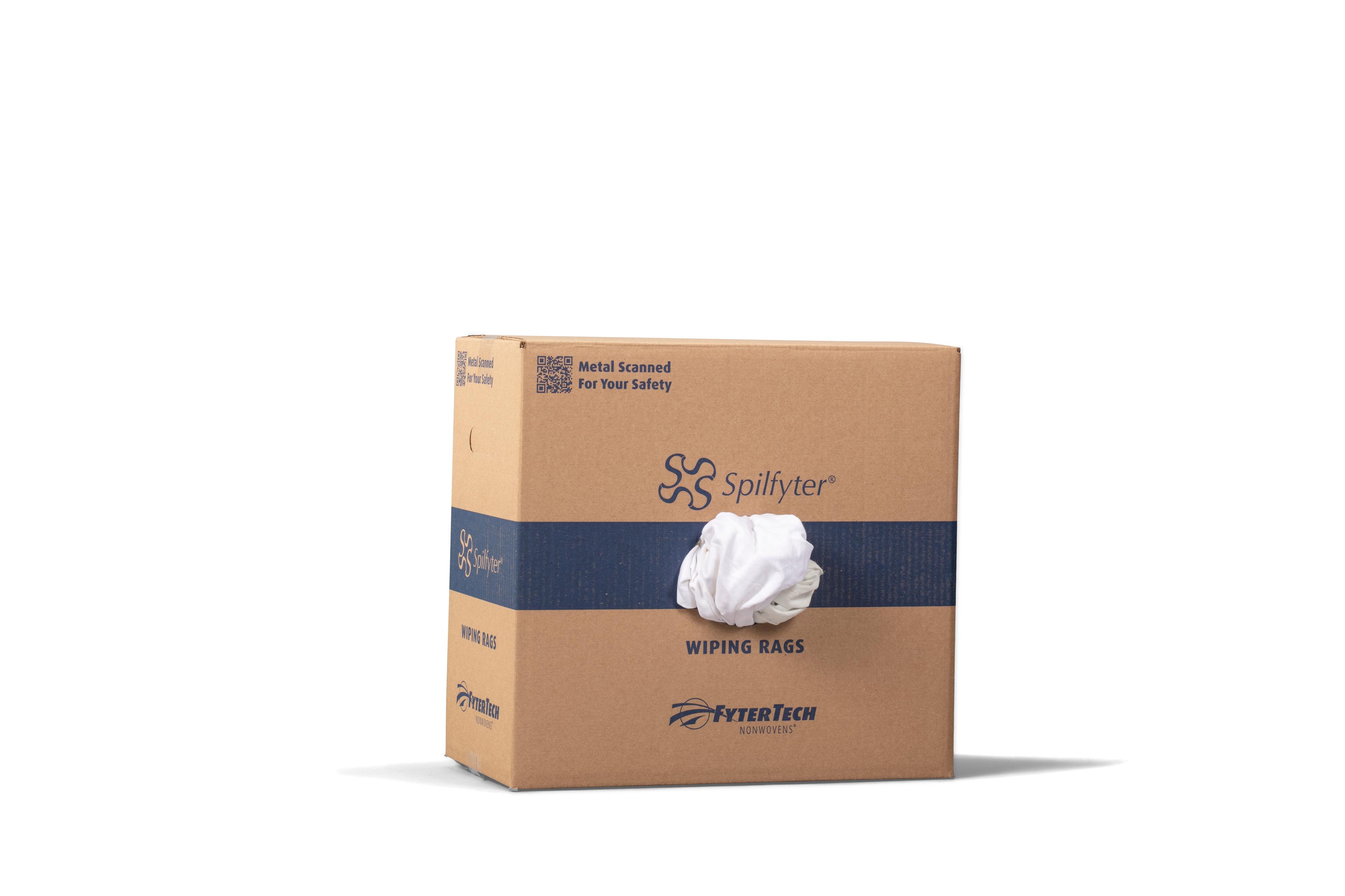 Spilfyter™ T-Shirt Rag 25 LB Textile White Reclaimed Boxed 1/Box