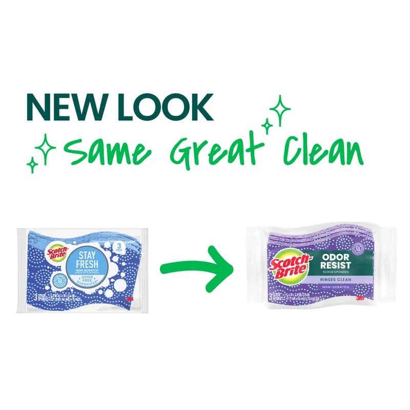 Scotch-Brite™ 20306-4 Sponge Cellulose Blue Odor Resistant Non-Scratch 6/Pack