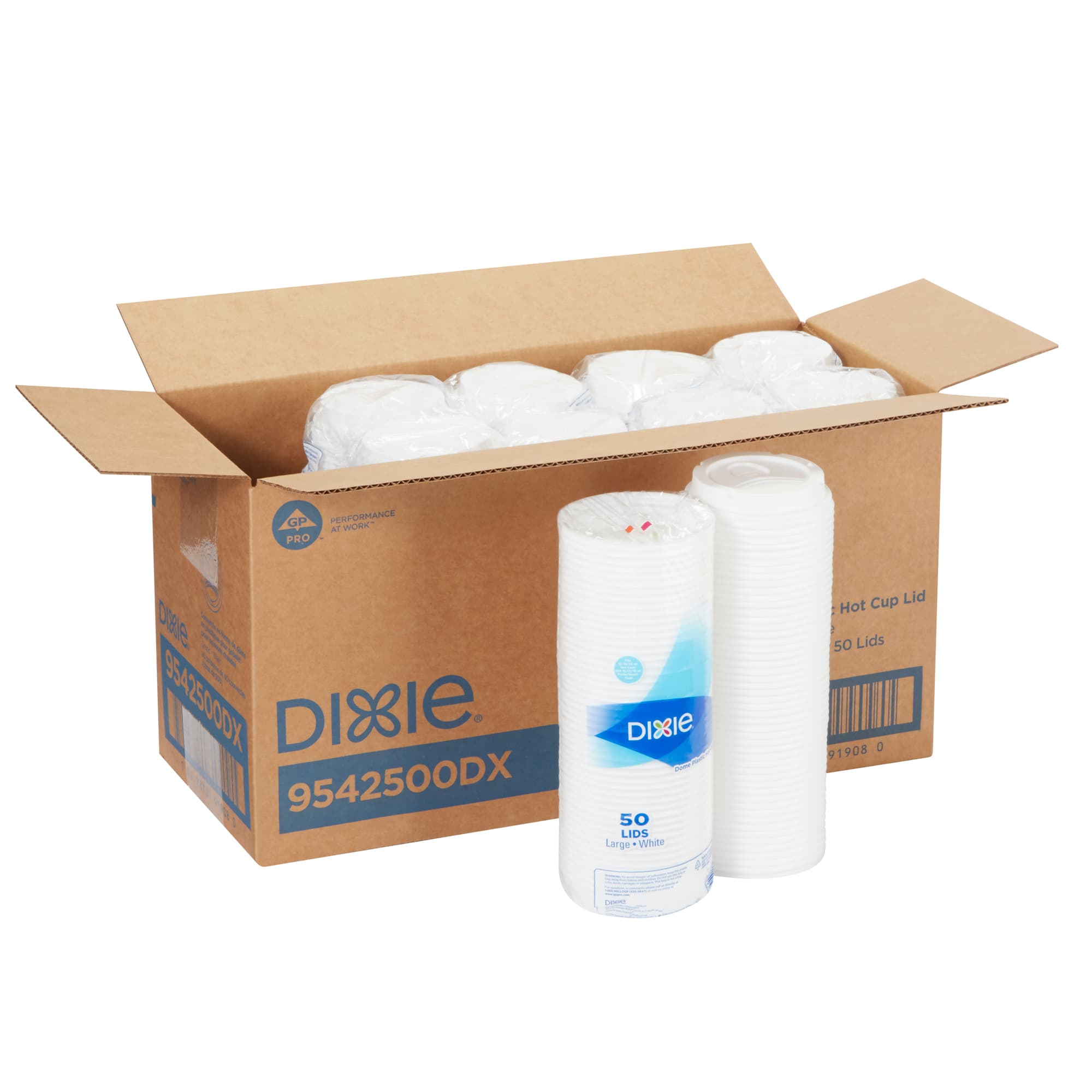Dixie® Lid Dome Plastic White For 12-16-20 OZ Hot Cup Sip Through Identification 500/Case