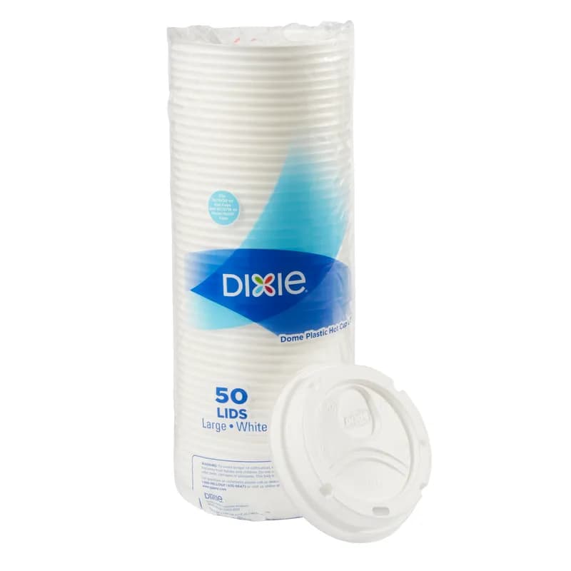 Dixie® Lid Dome Plastic White For 12-16-20 OZ Hot Cup Sip Through Identification 500/Case