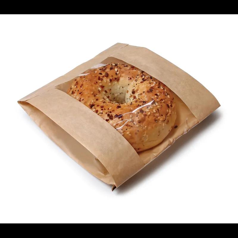 Bagcraft® EcoCraft® Bag 6.5X2X8.5 IN Wax Coated Paper Kraft Grease Resistant Window 500/Case