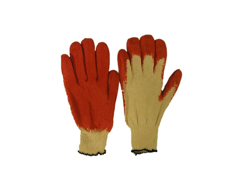 Gloves OS Red Yellow Lightweight Cotton Blend Latex Knit Coated Palm 20 Count/Pack 30 Packs/Case
