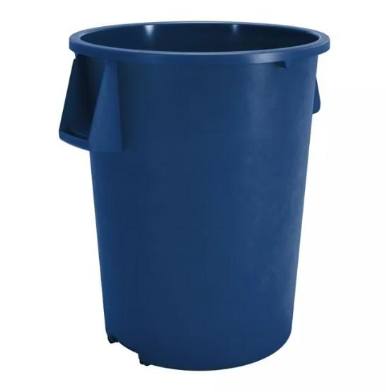 Bronco™ Trash Can 55 GAL Blue Round Plastic 1/Each