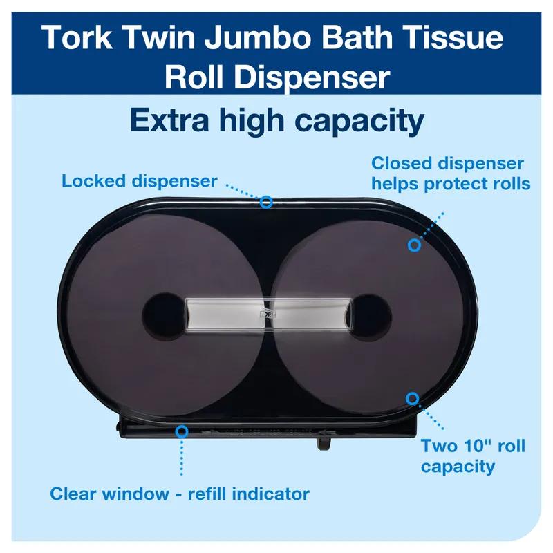 Tork Toilet Paper Dispenser T1 5.5X21.5X13 IN Plastic Black 2-Roll Jumbo (JRT) 1 Count/Pack 4 Packs/Case 4 Count/Case