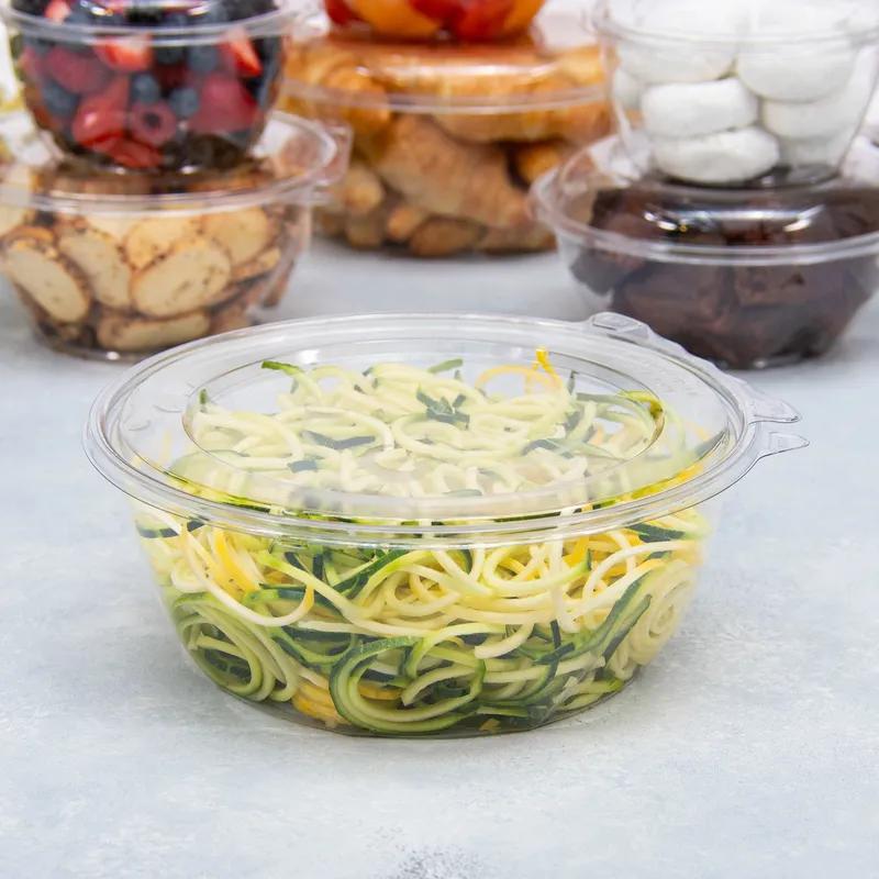 Dart® Safeseal™ Bowl & Lid Combo With Flat Lid 64 OZ PET Clear Round 50 Count/Pack 2 Packs/Case 100 Count/Case