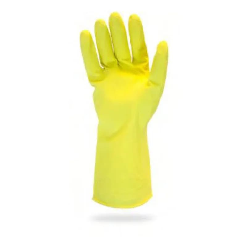 Safety Zone® Gloves XL Yellow Chlorinated 20MIL Latex Flock Lined Rolled Cuff 12 Count/Pack
