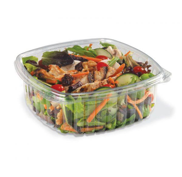 Crystal Seal® Deli Container Hinged With Flat Lid 48 OZ PET Clear Rectangle 200/Case
