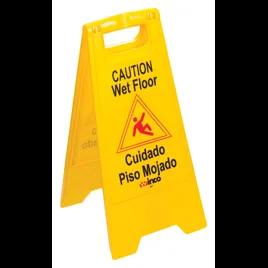 Wet Floor Caution Sign 26 IN Yellow PP English & Spanish Languages 1/Each