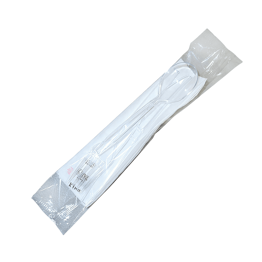 Victoria Bay 6PC Cutlery Kit Clear Heavy Duty With Napkin,Fork,Knife,Salt & Pepper,Soup Spoon 250/Case