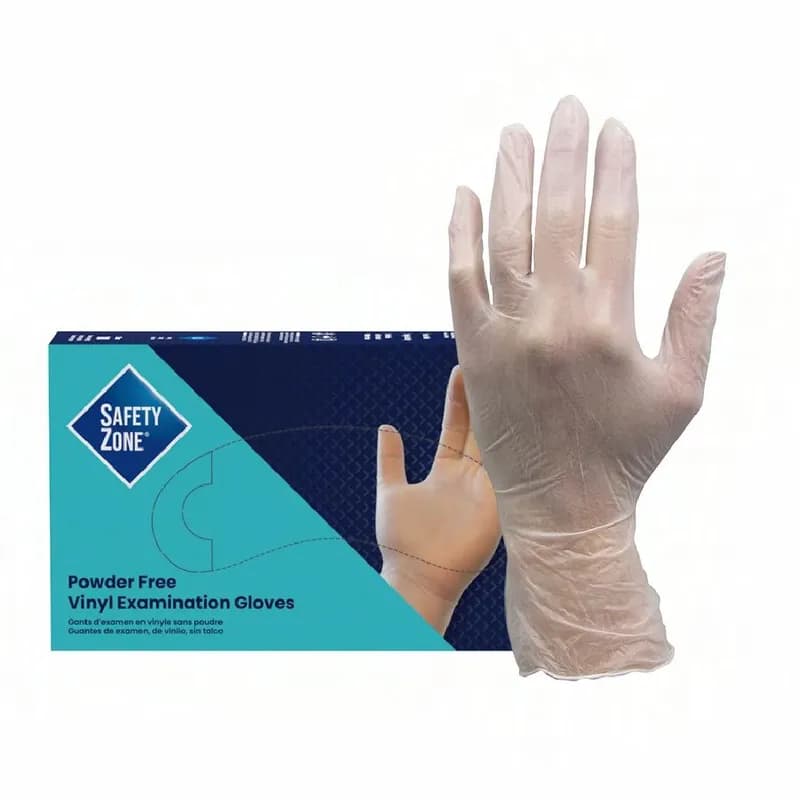 Safety Zone® Examination Gloves XL Clear 4MIL Smooth Vinyl Powder-Free 90 Count/Box 10 Box/Case