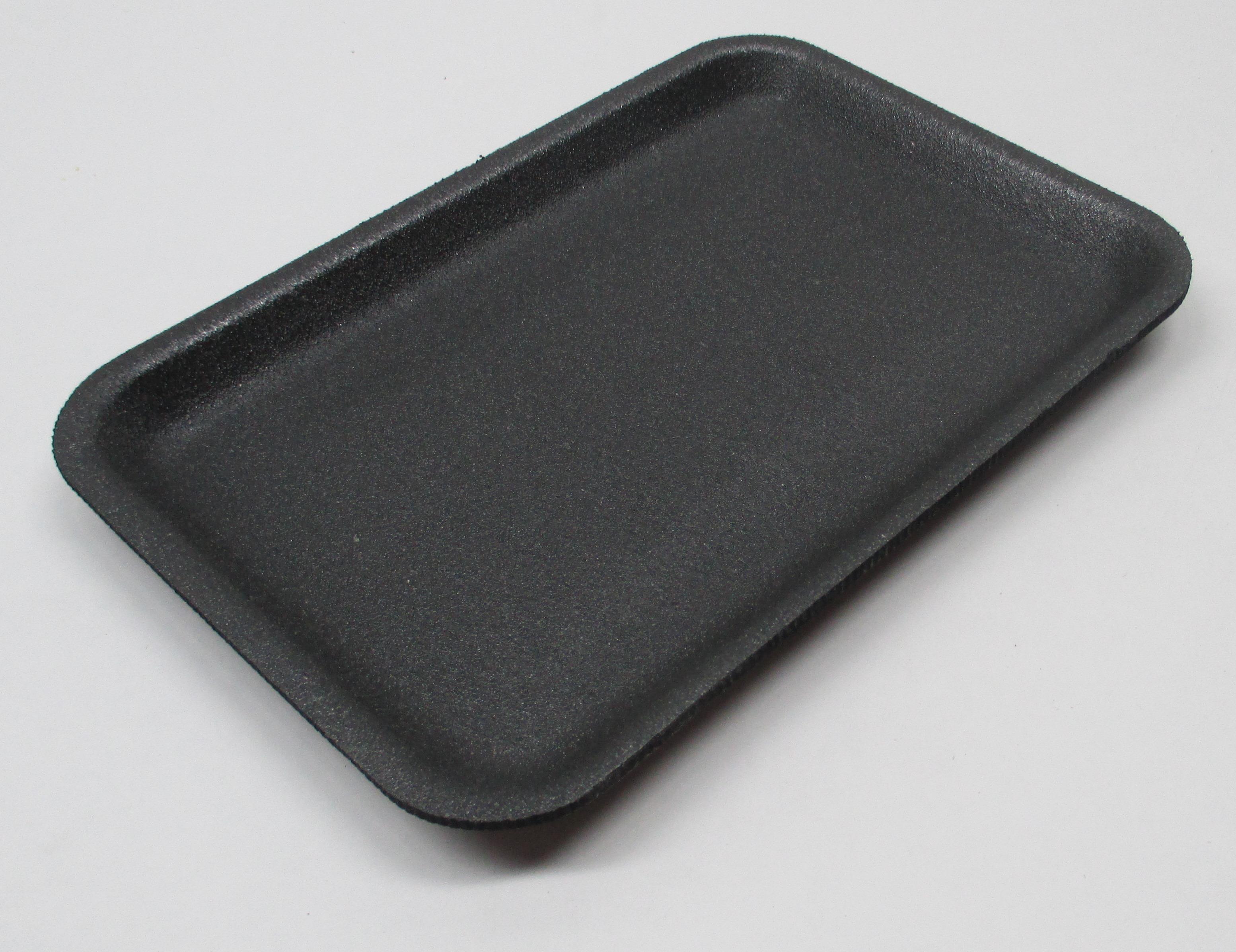 2S Meat Tray 8.25X5.75X0.5 IN Polystyrene Foam Black Rectangle 500/Case