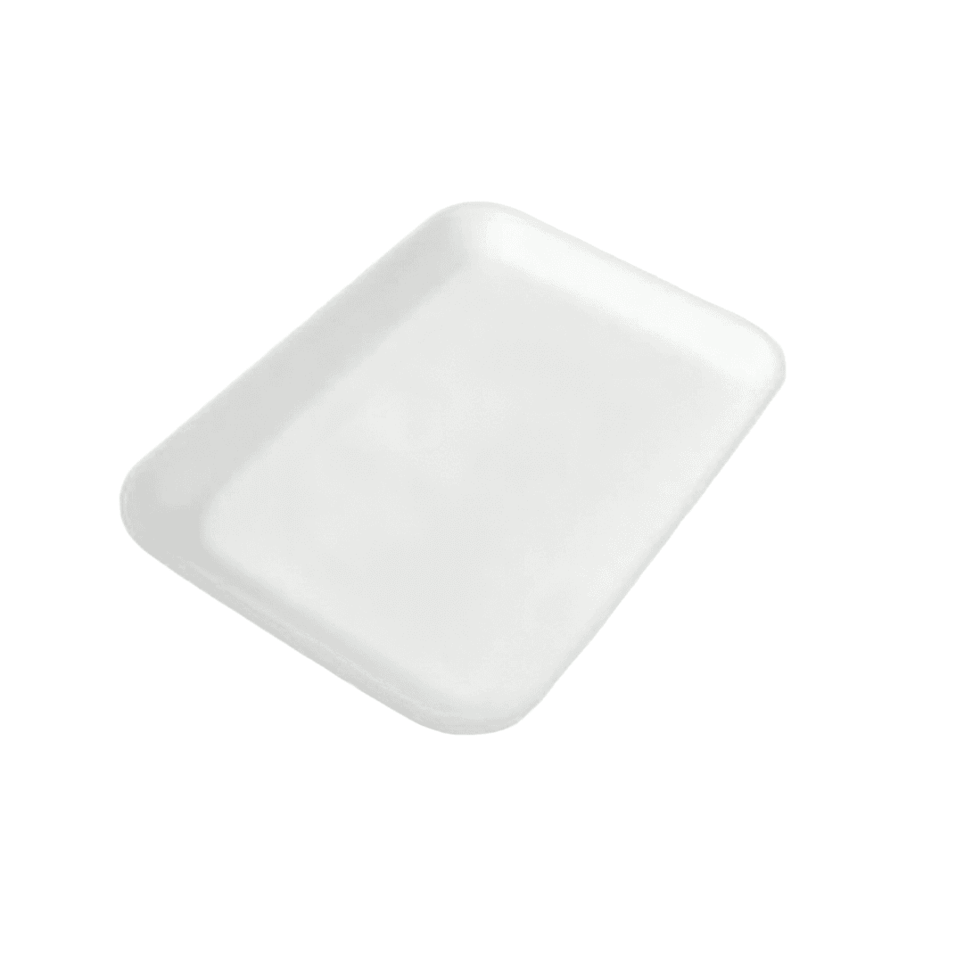 2S Meat Tray 8.25X5.75X0.625 IN Polystyrene Foam White Rectangle 500/Case