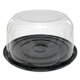 RoseDome Cake Container & Lid Combo With Dome Lid 10.25X5.25 IN PET Clear Black Round 110/Case
