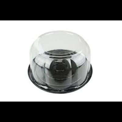 RoseDome Cake Container & Lid Combo With Dome Lid 10.25X5.25 IN RPET Clear Black Round 110/Case