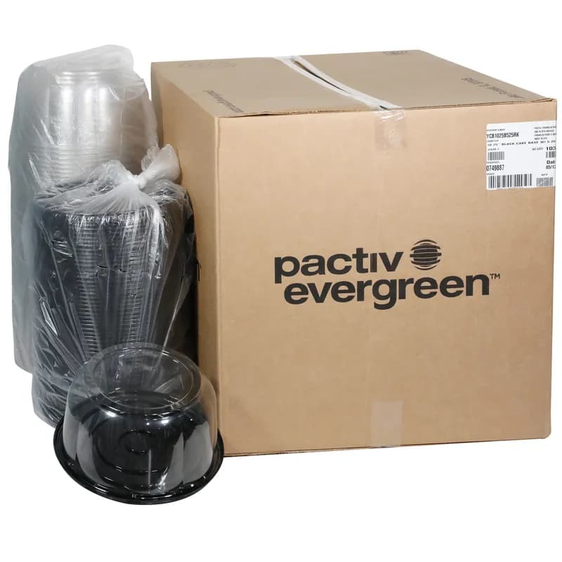 RoseDome Cake Container & Lid Combo With Dome Lid 10.25X5.25 IN PET Clear Black Round 110/Case