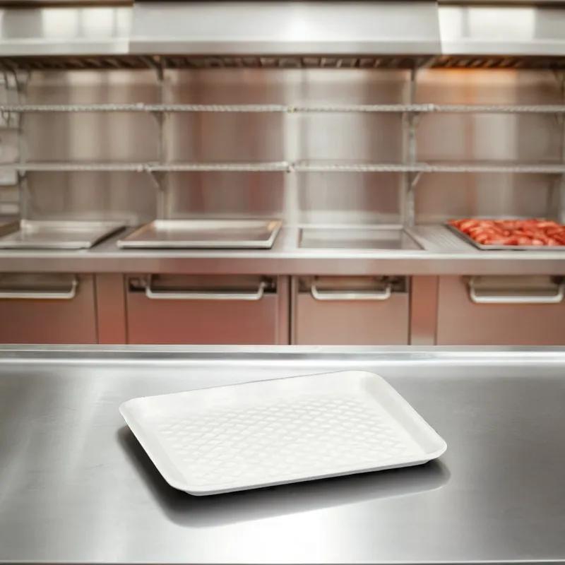 34/4S Meat Tray 7.2X9.3X0.4 IN Polystyrene Foam White Rectangle 500/Case