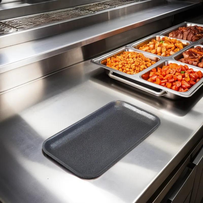 17S Meat Tray 8.375X4.375X0.625 IN Polystyrene Foam Black Rectangle 1000/Case