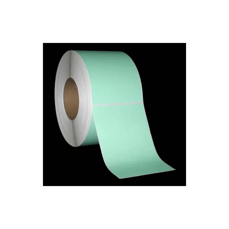 Label 6X4 IN Green Wax Coated Paper Adhesive 8 IN OD Thermal Transfer Flood-Coated Perforated 1000 Count/Roll 4 Rolls/Case