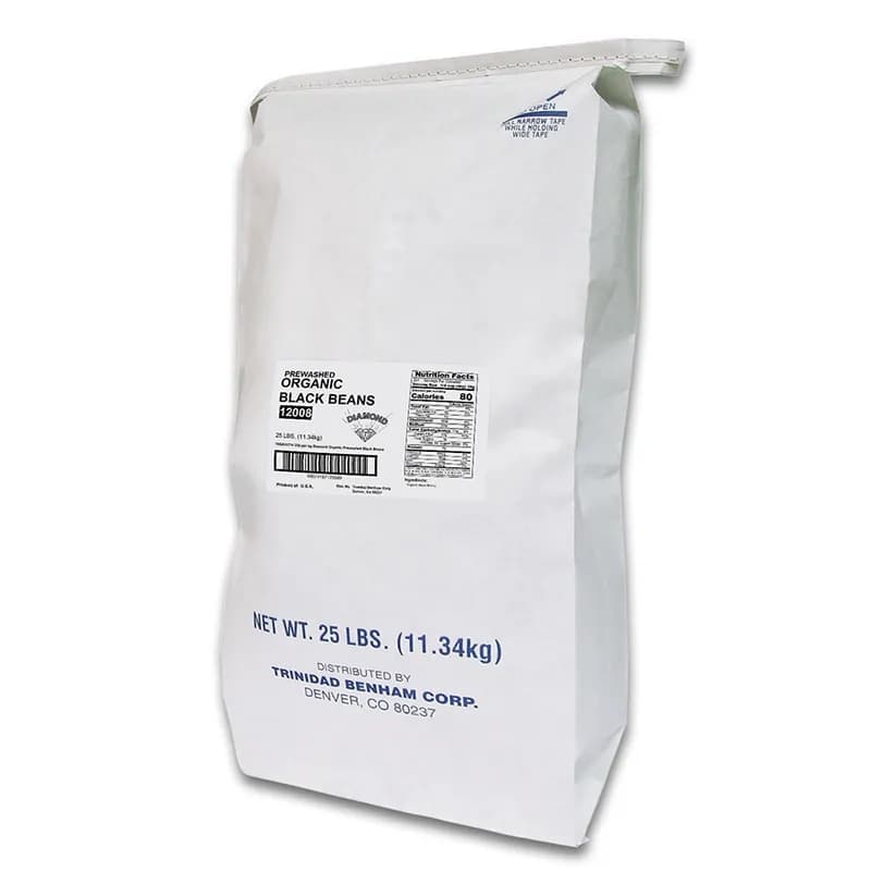 Black Beans 25 LB Organic Prewashed 1/Bag