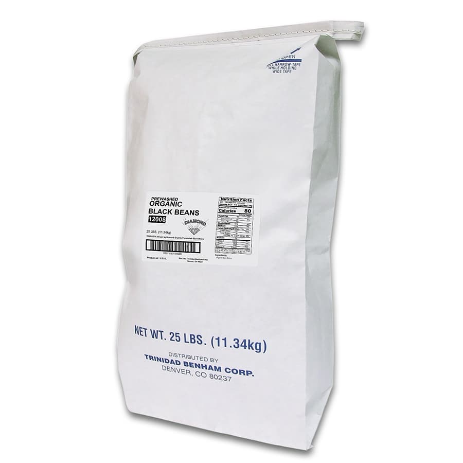 Black Beans 25 LB Organic Prewashed 1/Bag