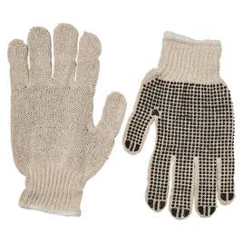 Gloves Mens Large (LG) Natural Black Cotton 1-Sided Dotted Knit Grip 12/Pack