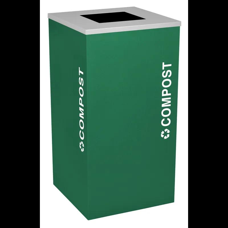 Kaleidoscope Collection™ Compost Recycling Bin 15.75X15.75X30 IN 24 GAL Emerald Texture Square Steel 1/Each