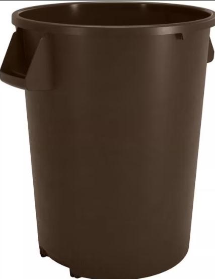 Bronco™ Trash Can 24.18X24.18X31.60 IN 44 GAL Brown Round LLDPE 3/Each