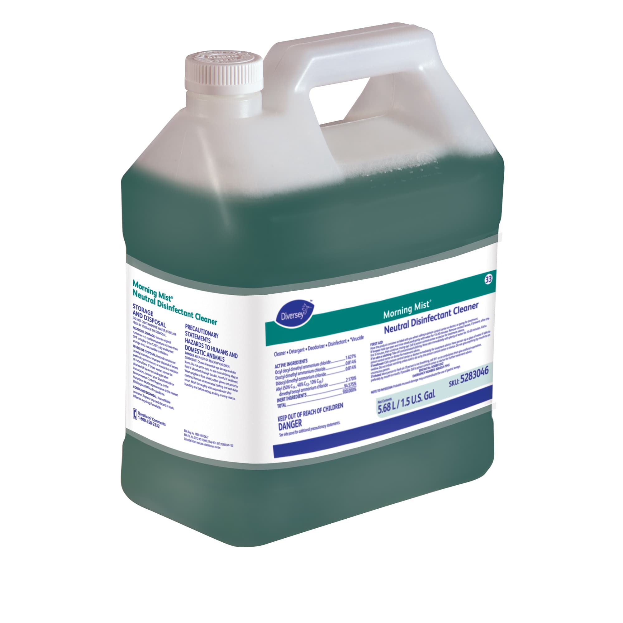 Morning Mist® Fresh Scent One-Step Disinfectant 1.5 GAL Multi Surface Liquid Concentrate Quat 2/Case