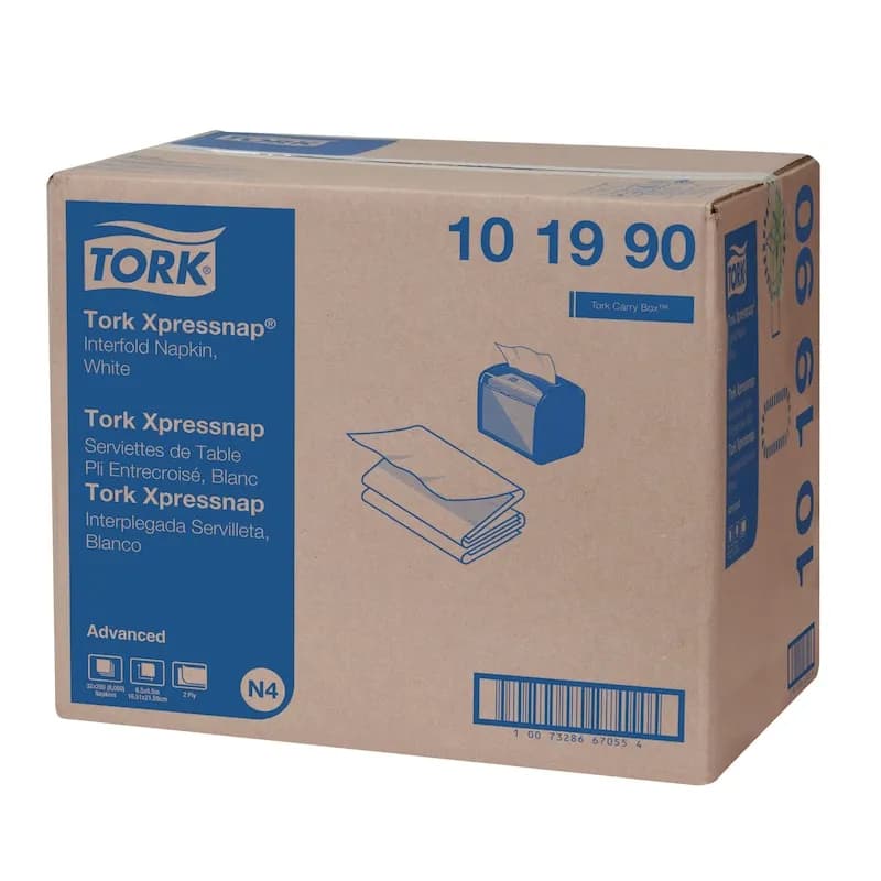 Tork Advanced Xpressnap® Dispenser Napkins 8.50X6.50 IN White Paper 2PLY Interfold 250 Count/Pack 32 Packs/Case