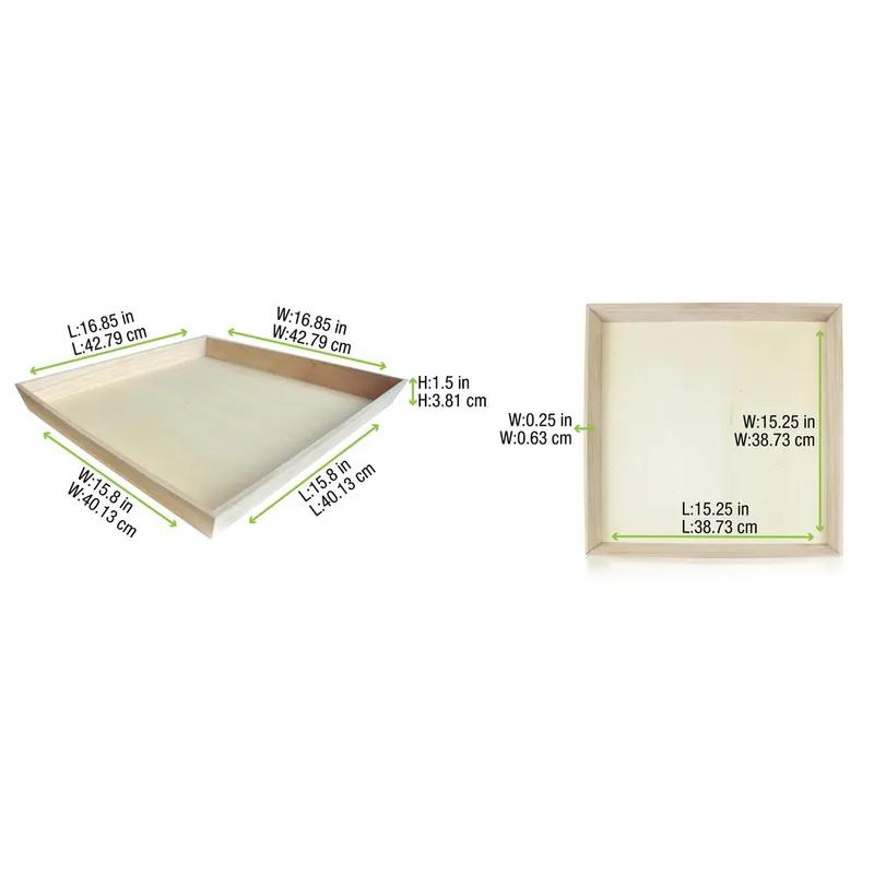 Serving Tray 17.7X11.8X1.6 IN Wood Natural Rectangle Grease Resistant 10 Count/Case