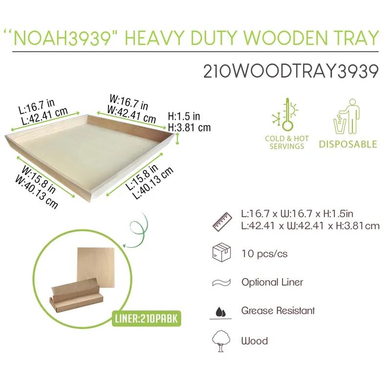 Serving Tray 17.7X11.8X1.6 IN Wood Natural Rectangle Grease Resistant 10 Count/Case