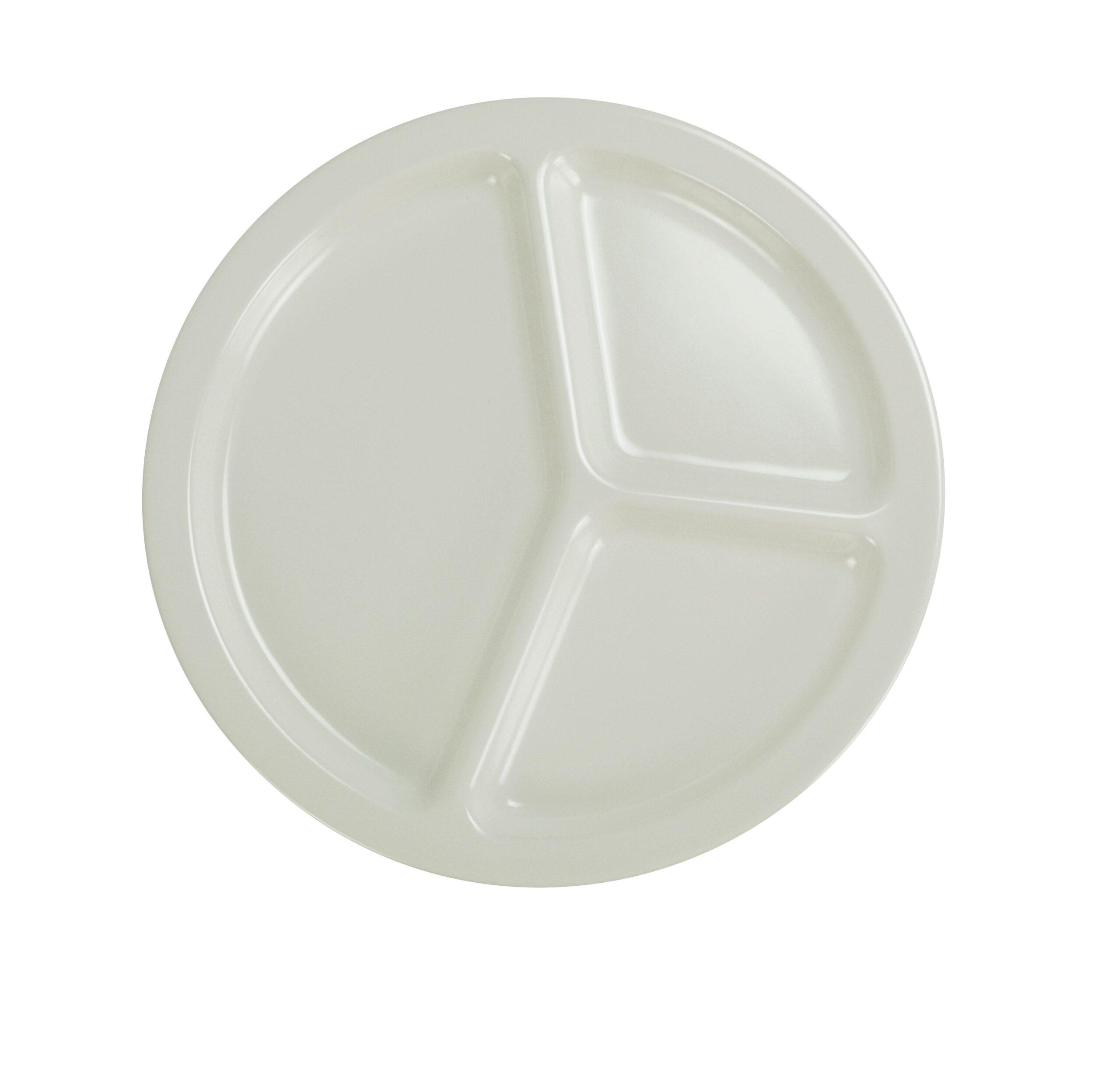 Milestone Plate 10 IN 3 Compartment Melamine Ivory Round 24/Case