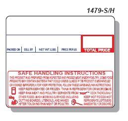 CAS 1479-S/H Safe Handling Scale Label 2.28X1.96 IN Non-UPC 7200/Case