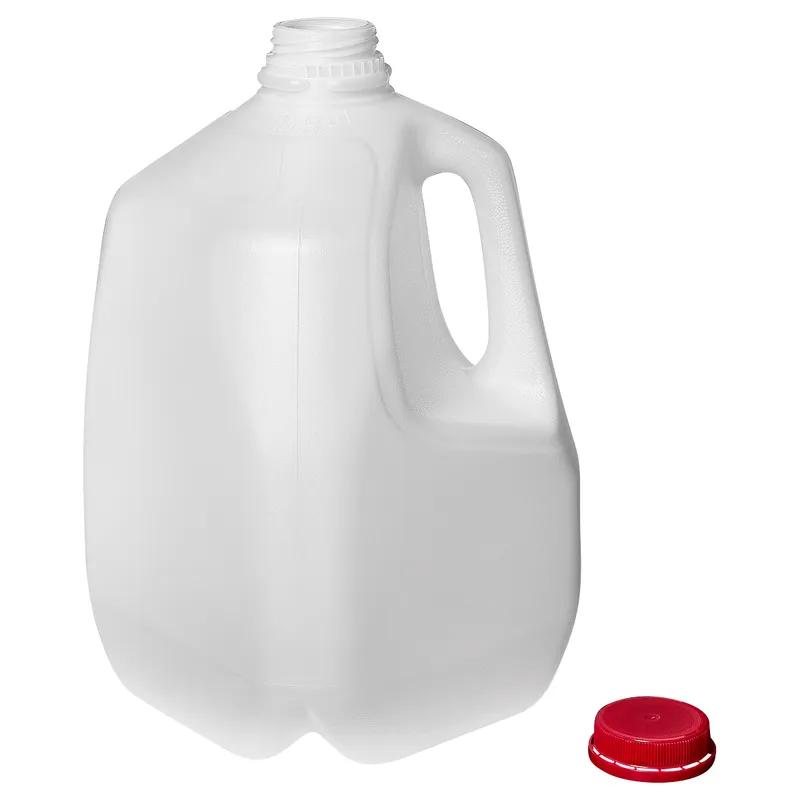 Jug & Lid Combo 1 GAL Plastic Clear Red Lid 24/Case