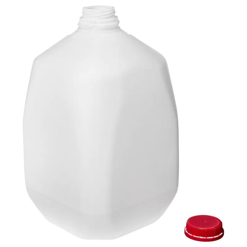 Jug & Lid Combo 1 GAL Plastic Clear Red Lid 24/Case