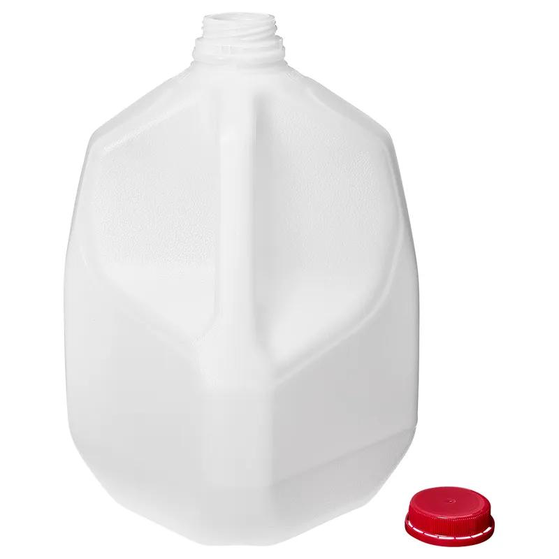 Jug & Lid Combo 1 GAL Plastic Clear Red Lid 24/Case