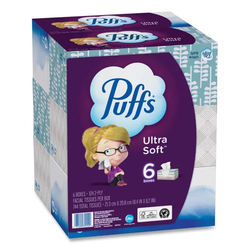 Puffs® Facial Tissue Ultra Soft 124 Count/Box 6 Box/Case 744 Count/Case