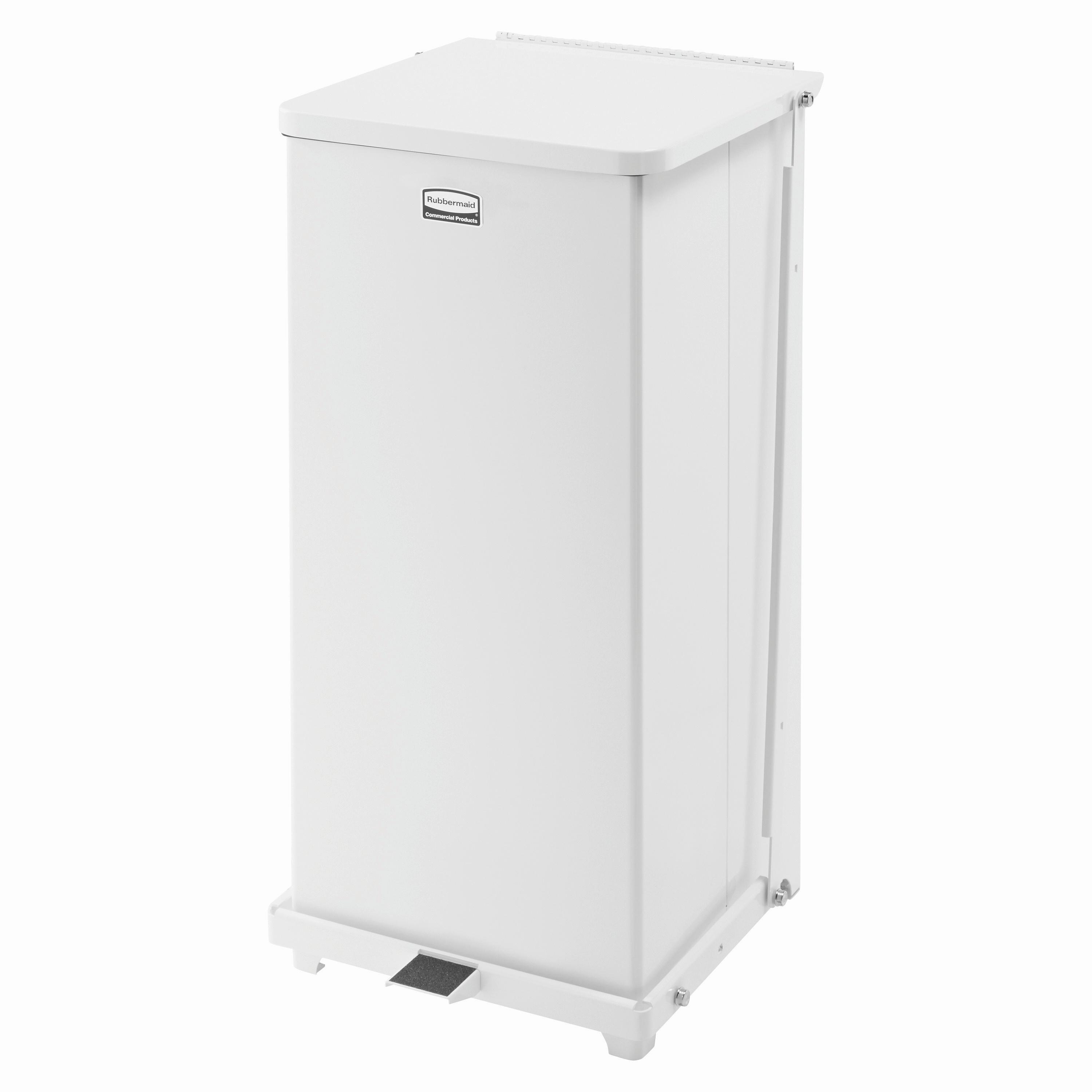Defenders® Biohazard 1-Stream Trash Can 20.38X20.38X32.63 IN 13 GAL White Square Metal With Hinged Lid Step-On 1/Each
