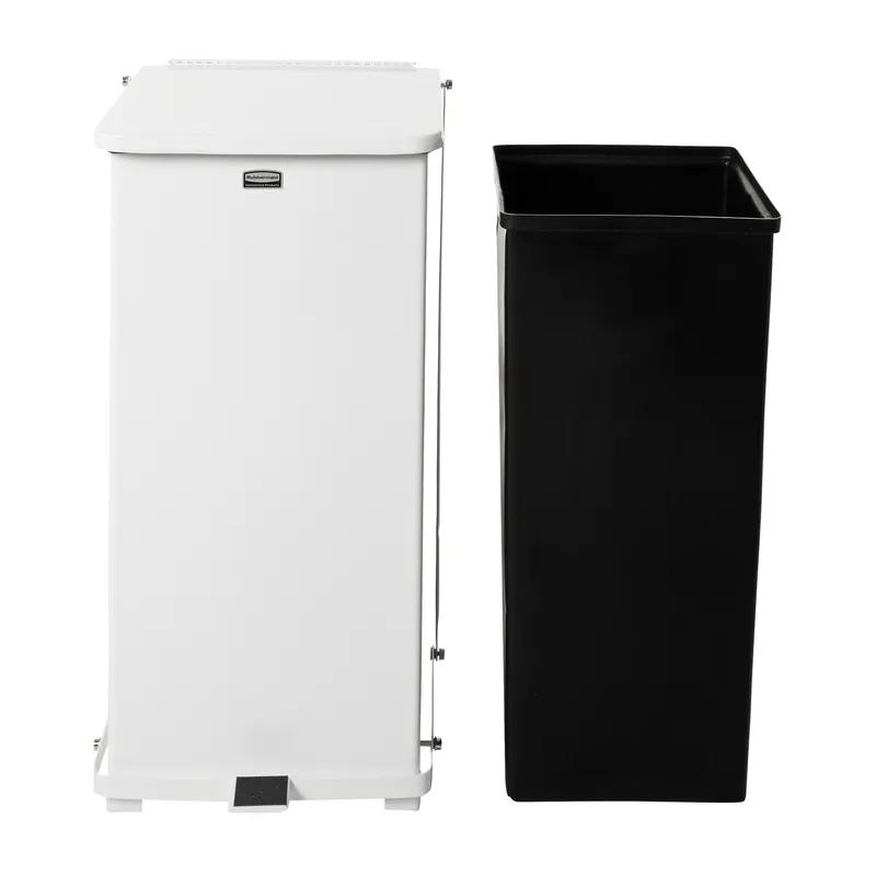 Defenders® Biohazard 1-Stream Trash Can 20.38X20.38X32.63 IN 13 GAL White Square Metal With Hinged Lid Step-On 1/Each