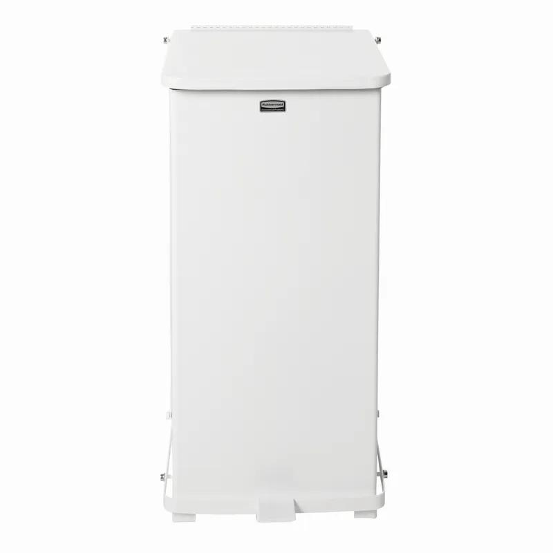 Defenders® Biohazard 1-Stream Trash Can 20.38X20.38X32.63 IN 13 GAL White Square Metal With Hinged Lid Step-On 1/Each