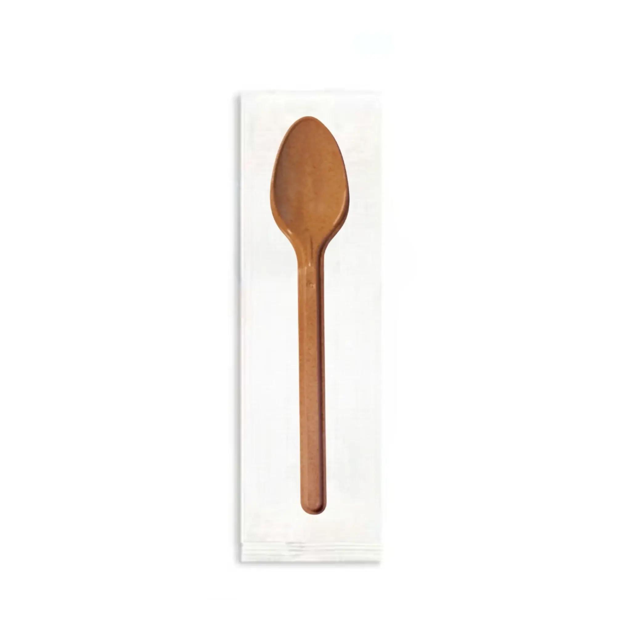 CompostZero Spoon 6 IN Biopolymer Resin Natural Wrapped Bulk 1000/Case