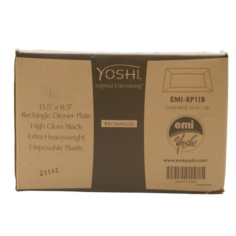 Plate 11 IN Plastic Black Rectangle 120/Case