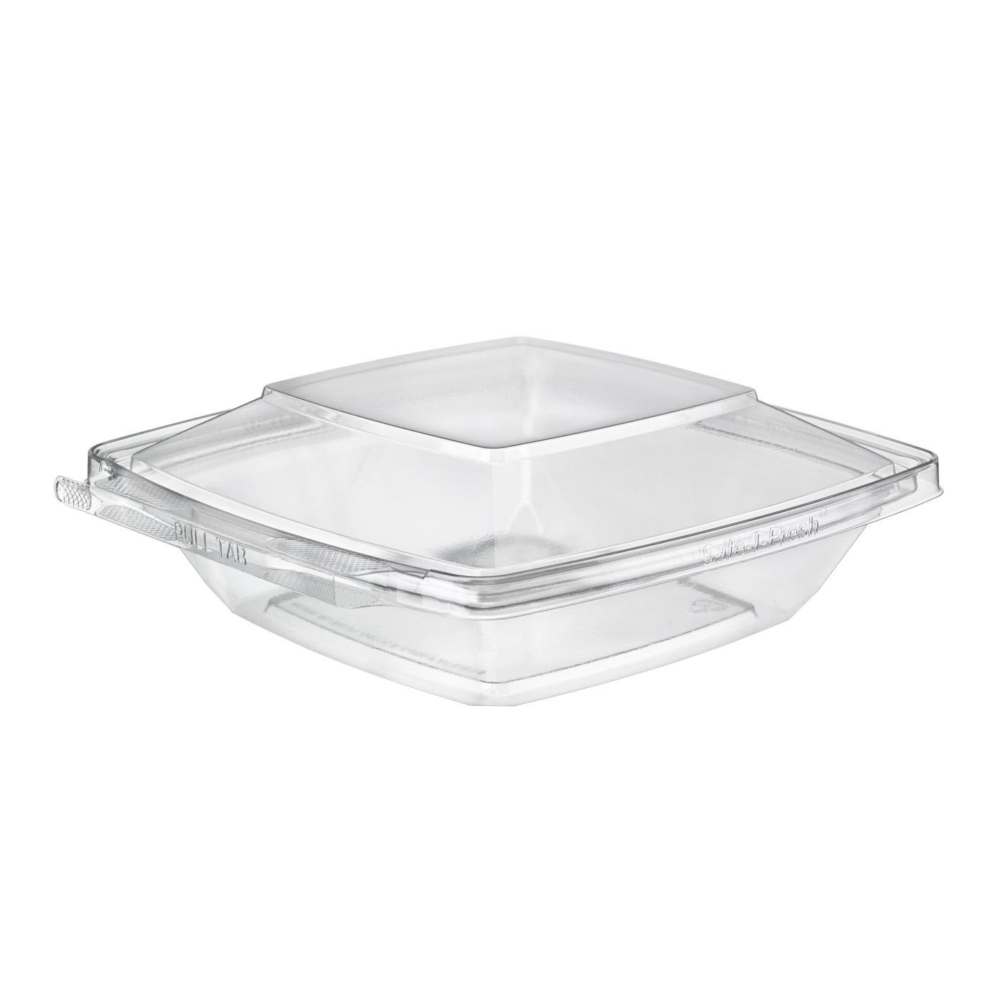 Safe-T-Fresh® Deli Container Hinged With Dome Lid 32 OZ PET Clear Square Tamper-Evident 168/Case